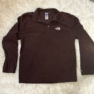 Brown North Face brown pull over quarter zip pullover fleece lightweight